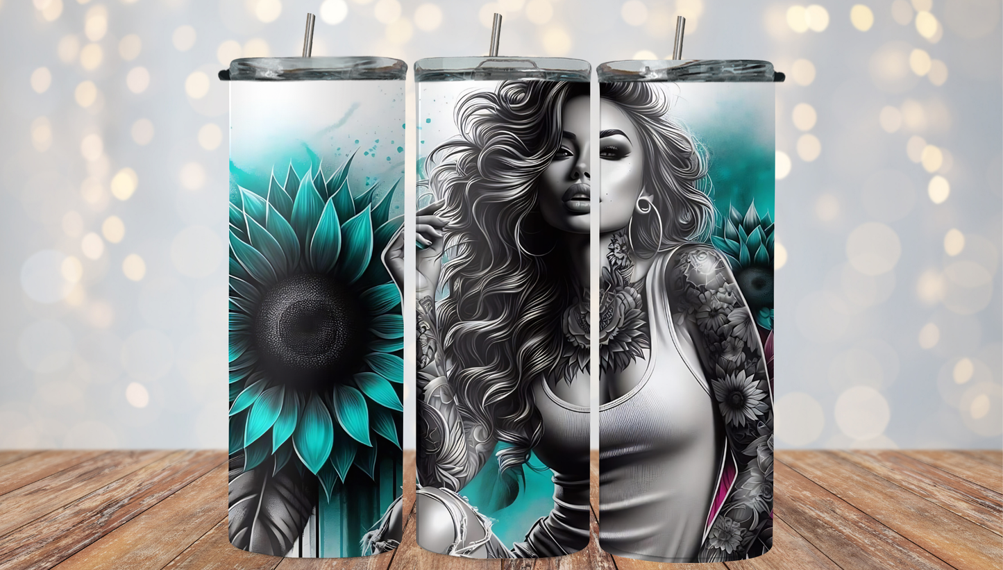 Green sunflower girl