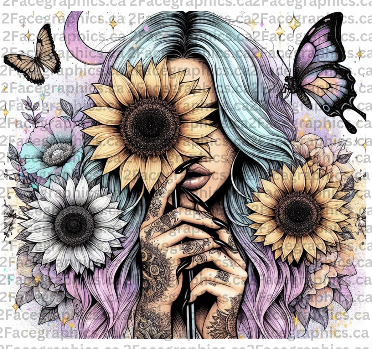 Sunflower Hiding Face WRAP 2Face Graphics