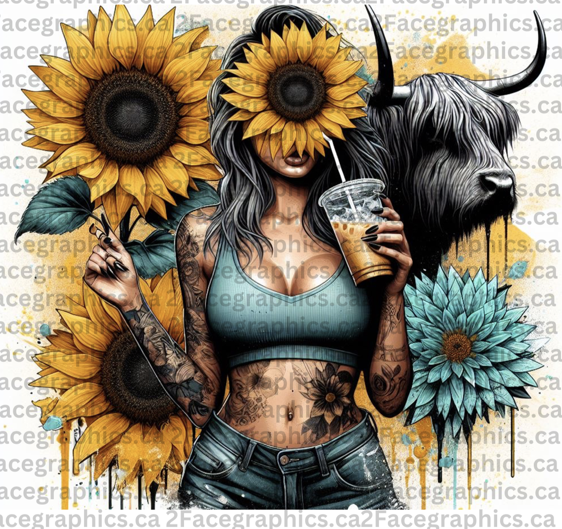Iced Coffee Highland Cow WRAP 2Face Graphics