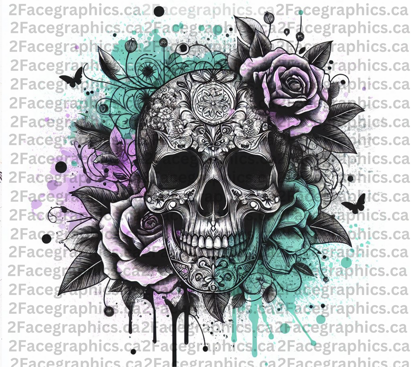 Sugar Skull Rose 2Face Graphics