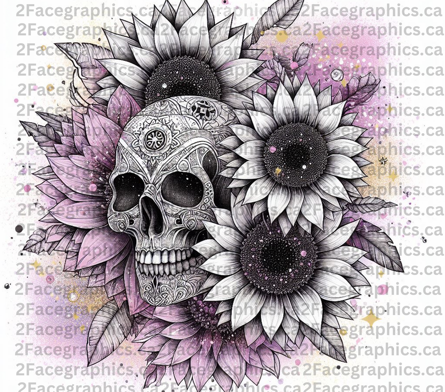 Sugae Skull Sunflower WRAP 2Face Graphics