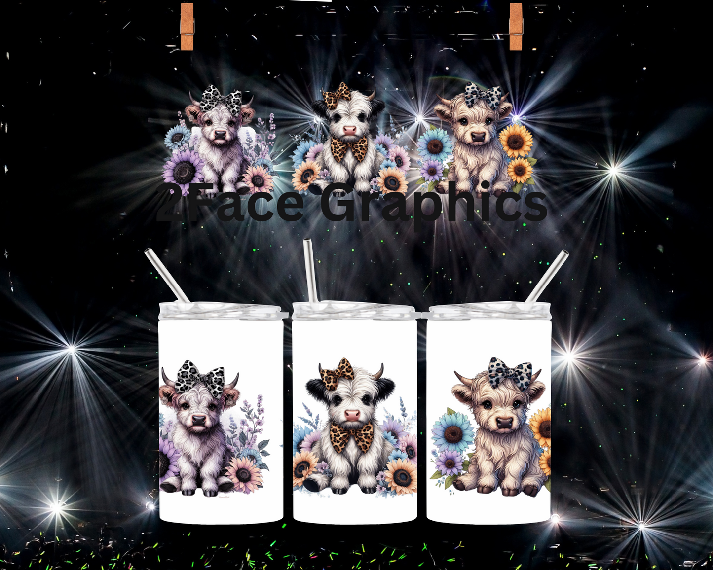 Pastel highland cow 2Face Graphics