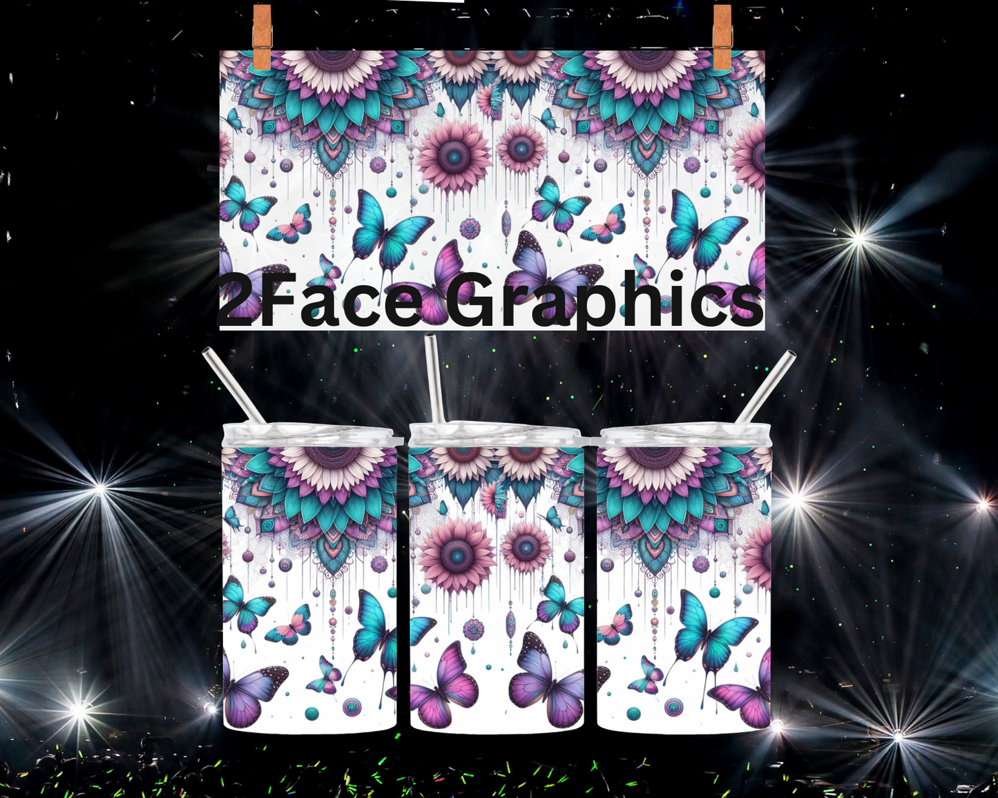 Butterfly and sunflowers 2Face Graphics