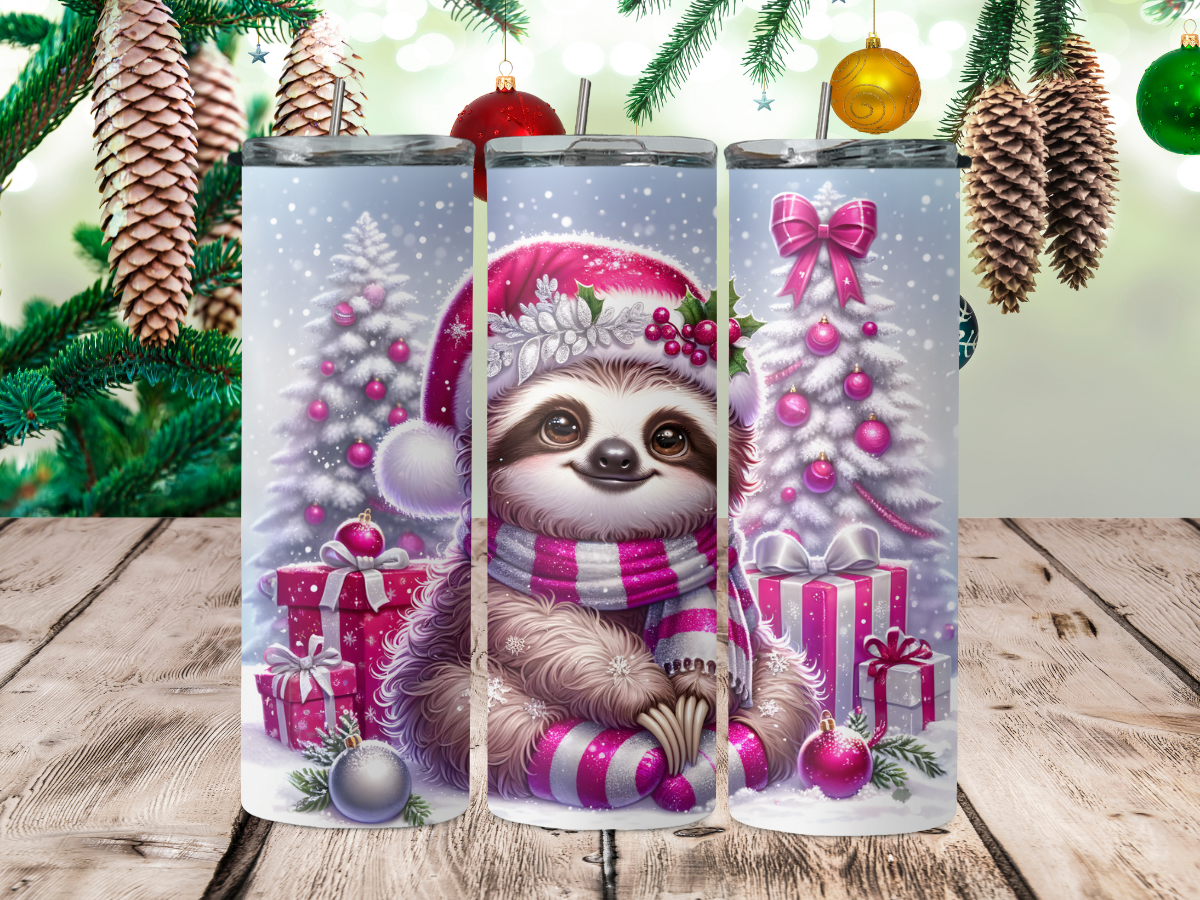 Pink sloth Christmas 2Face Graphics