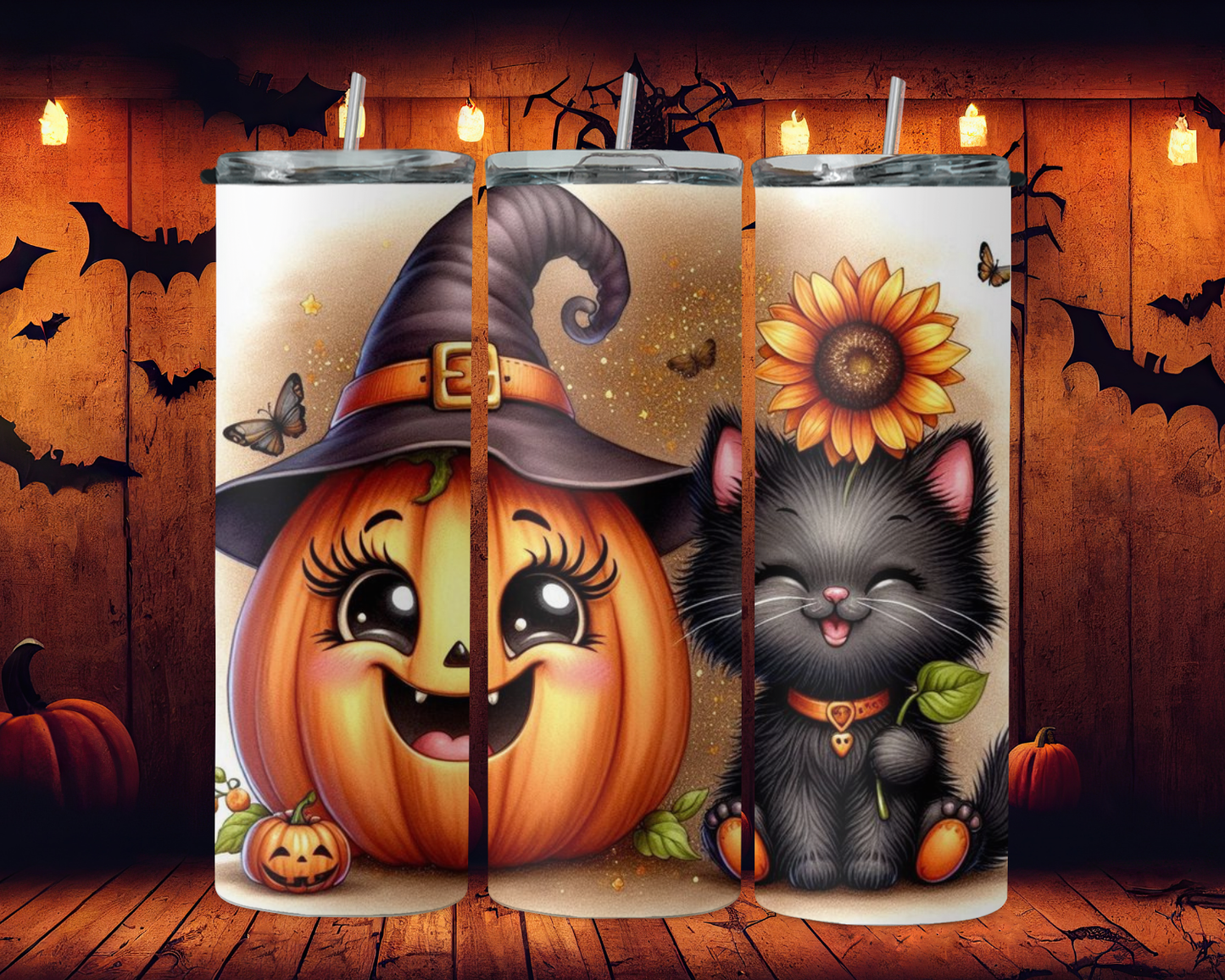 Cat with pumpkin 2Face Graphics