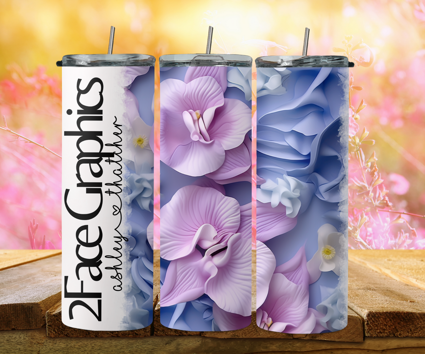 3D purple blue flower 2Face Graphics