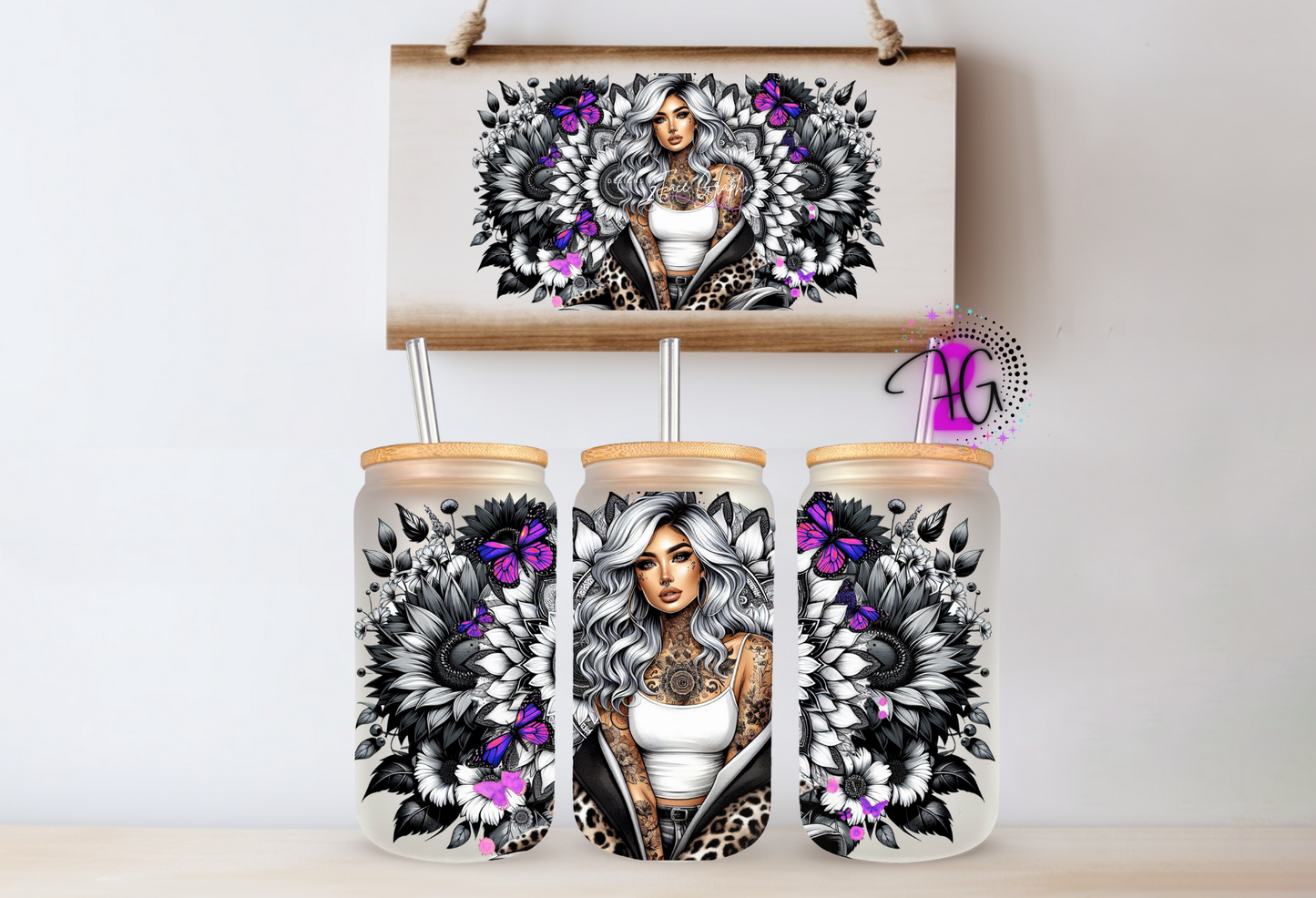 Purple butterfly girl 2Face Graphics