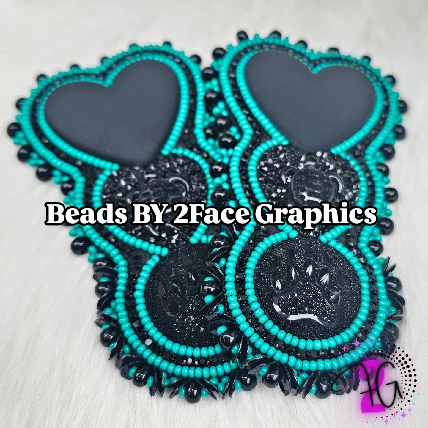 Black rhinestone with terra intensive green beads,black heart,bear claw, turtle