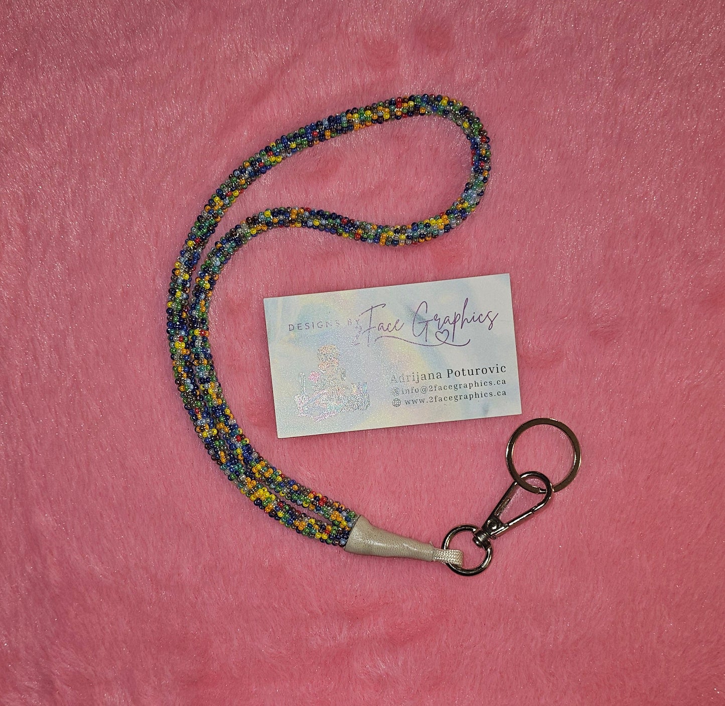 Multi pearl beaded wristlet keychain 2Face Graphics