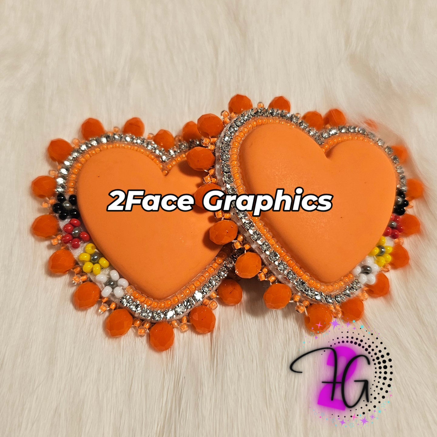 Orange beaded heart 2Face Graphics