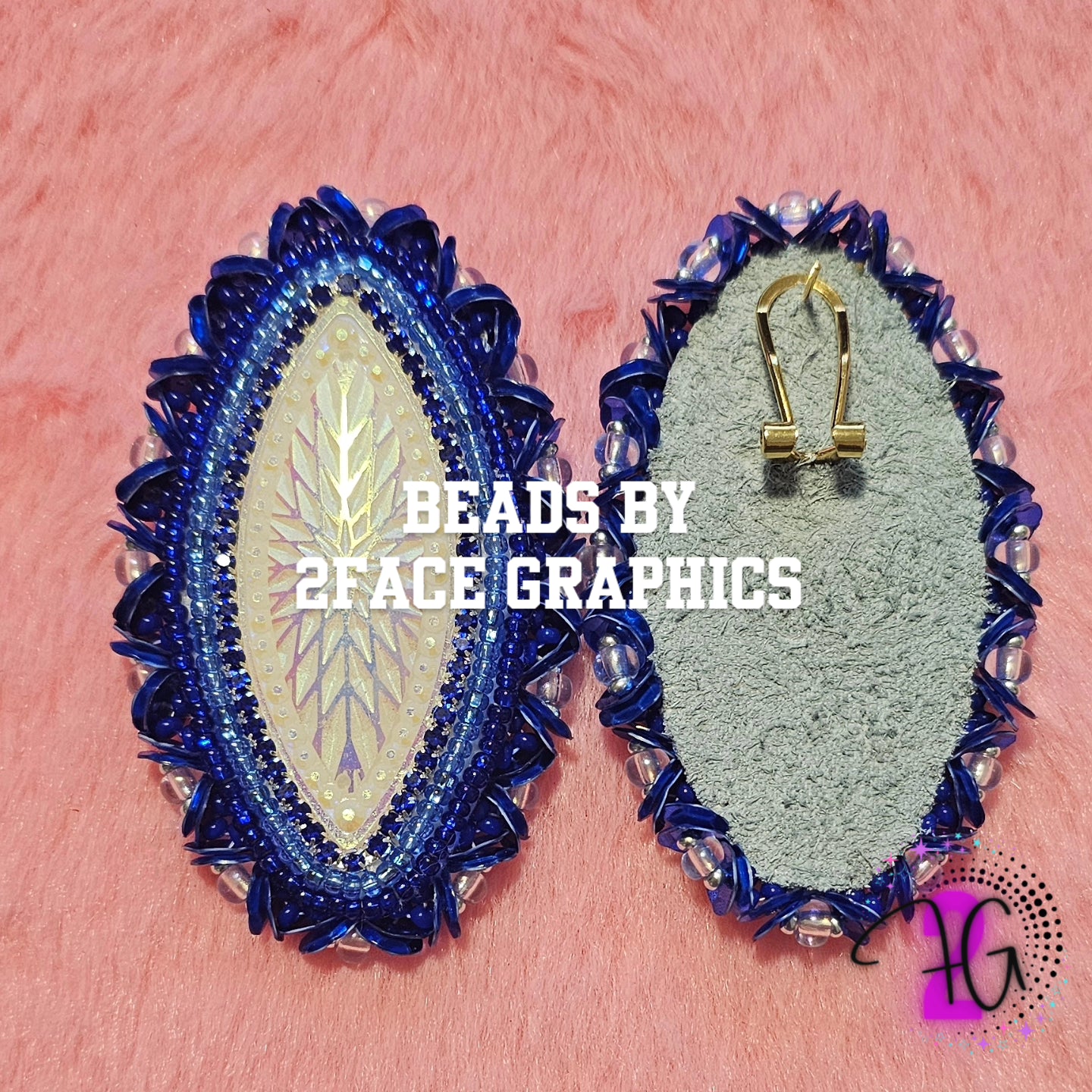 Royal blue fade with sequin white silver edging