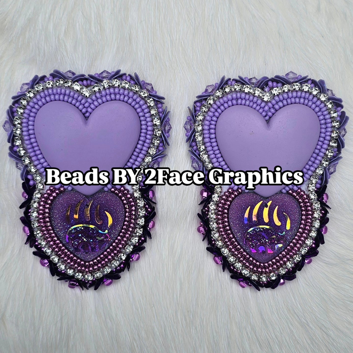 Lilac heart with purple sparkling bear claw