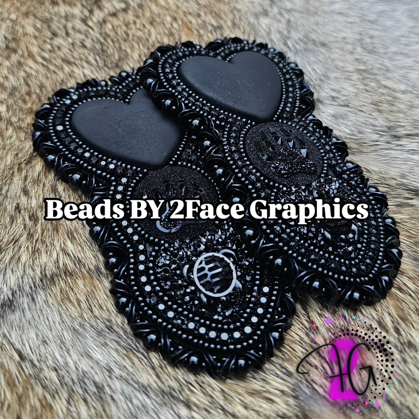Black rhinestone black beads,black heart,bear claw, turtle