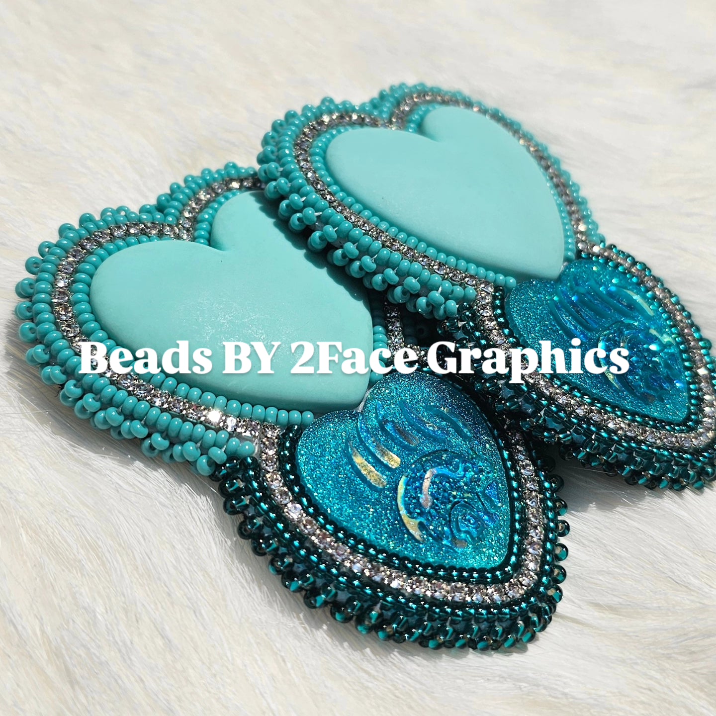Turquoise heart with sparkle bear claw