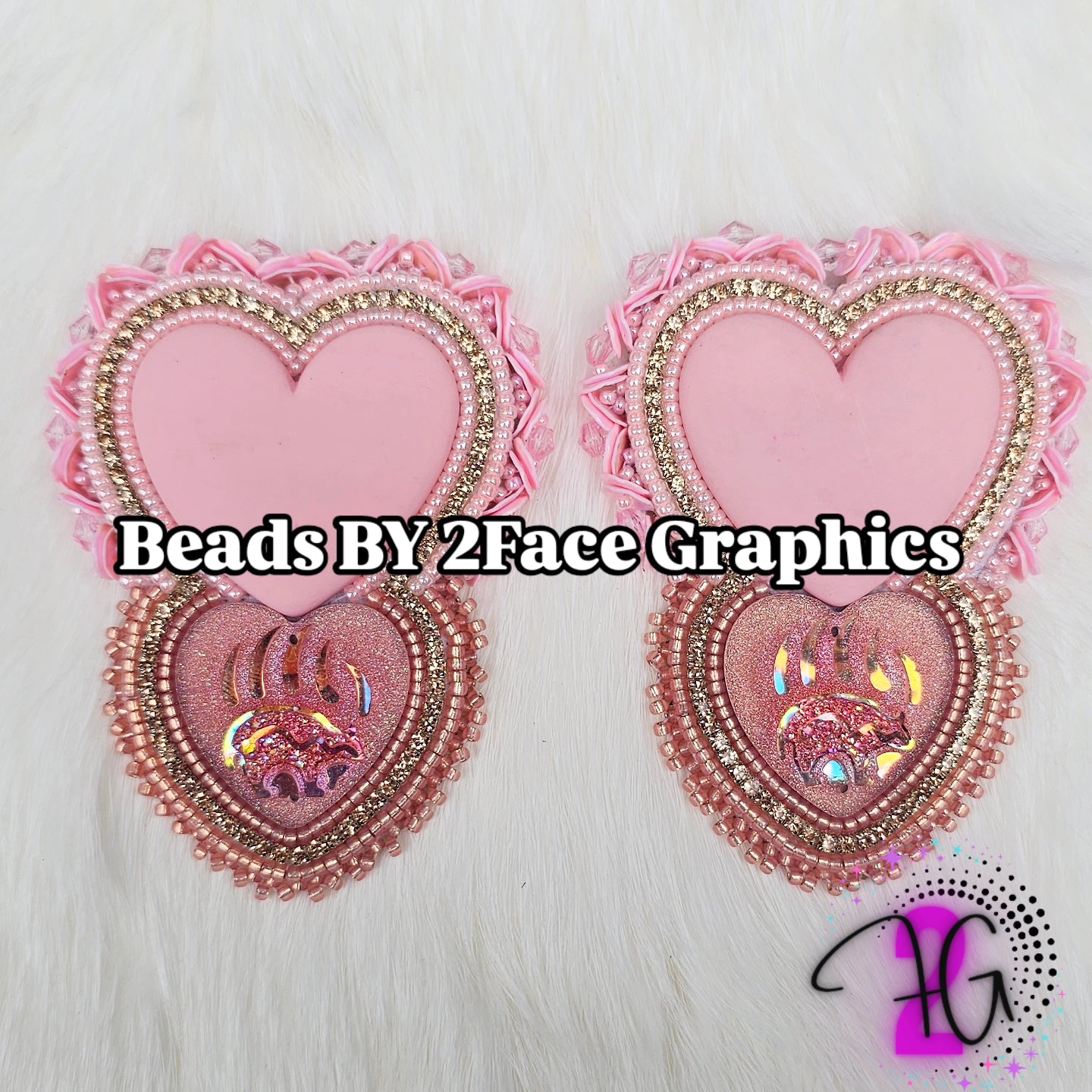 Baby pink,pink sequin edging and dark pink sparkling bear claw