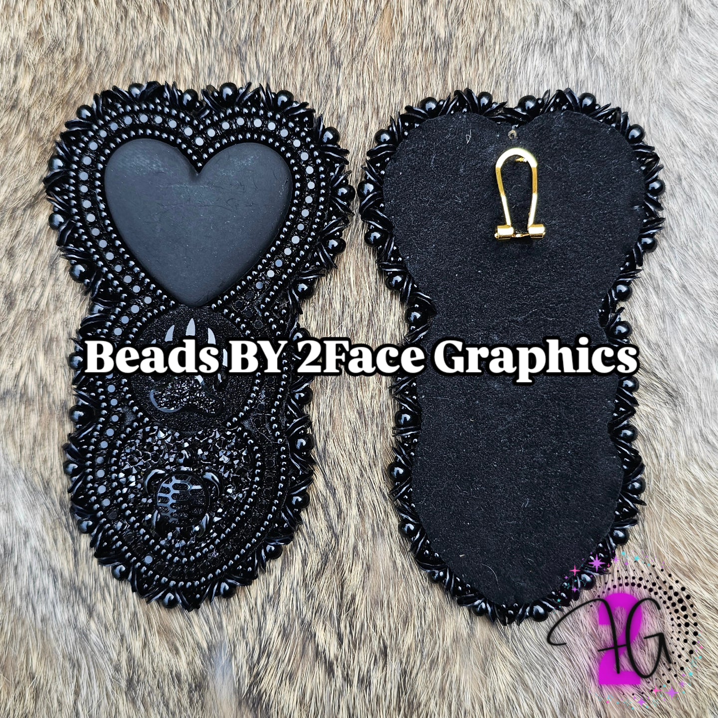 Black rhinestone black beads,black heart,bear claw, turtle