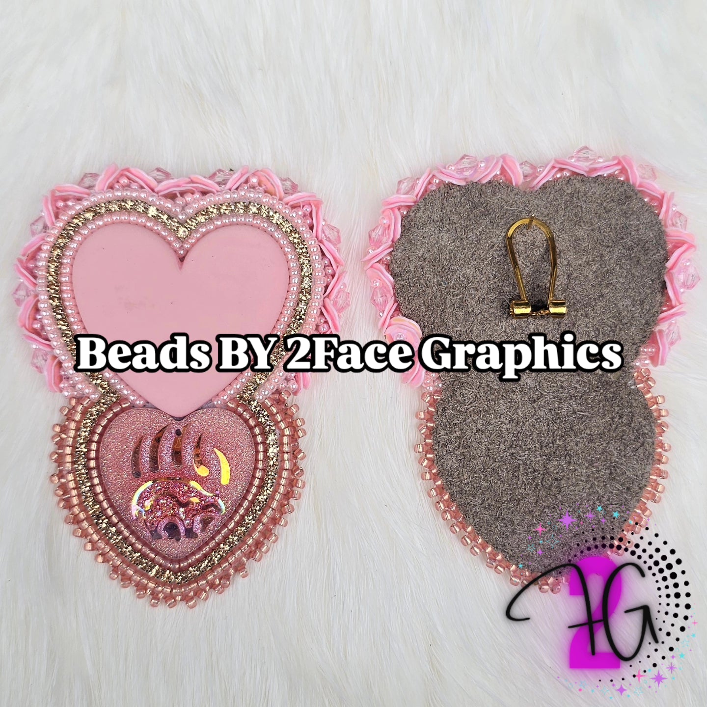Baby pink,pink sequin edging and dark pink sparkling bear claw 2Face Graphics