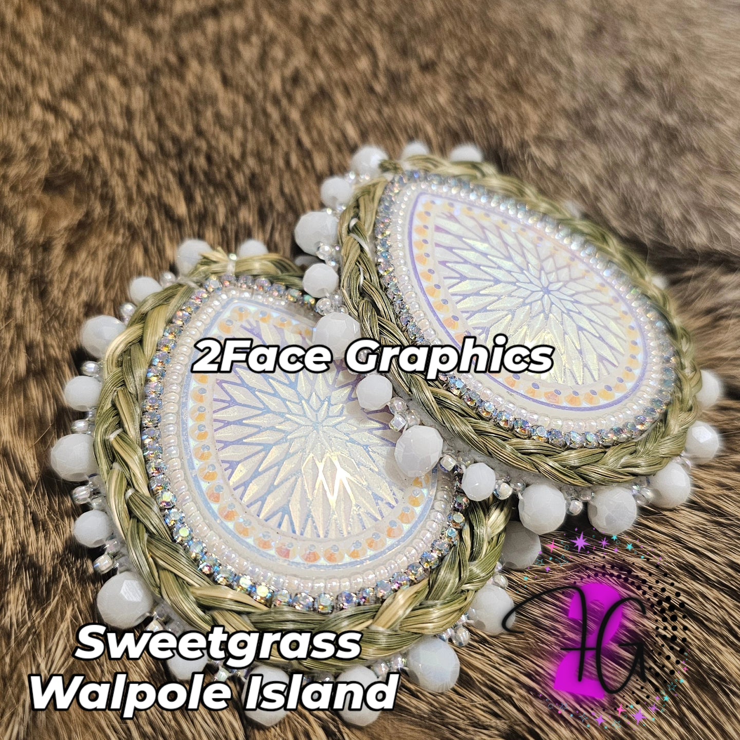 Sweetgrass teardrop beaded earrings AB crystal 2Face Graphics