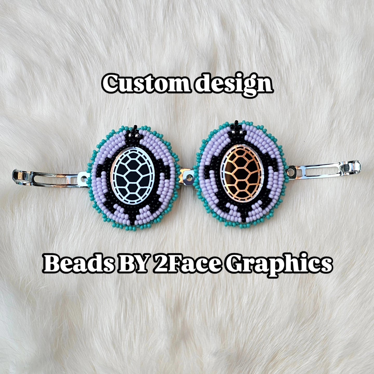 Turtle shell with purple/black hair clip 2Face Graphics