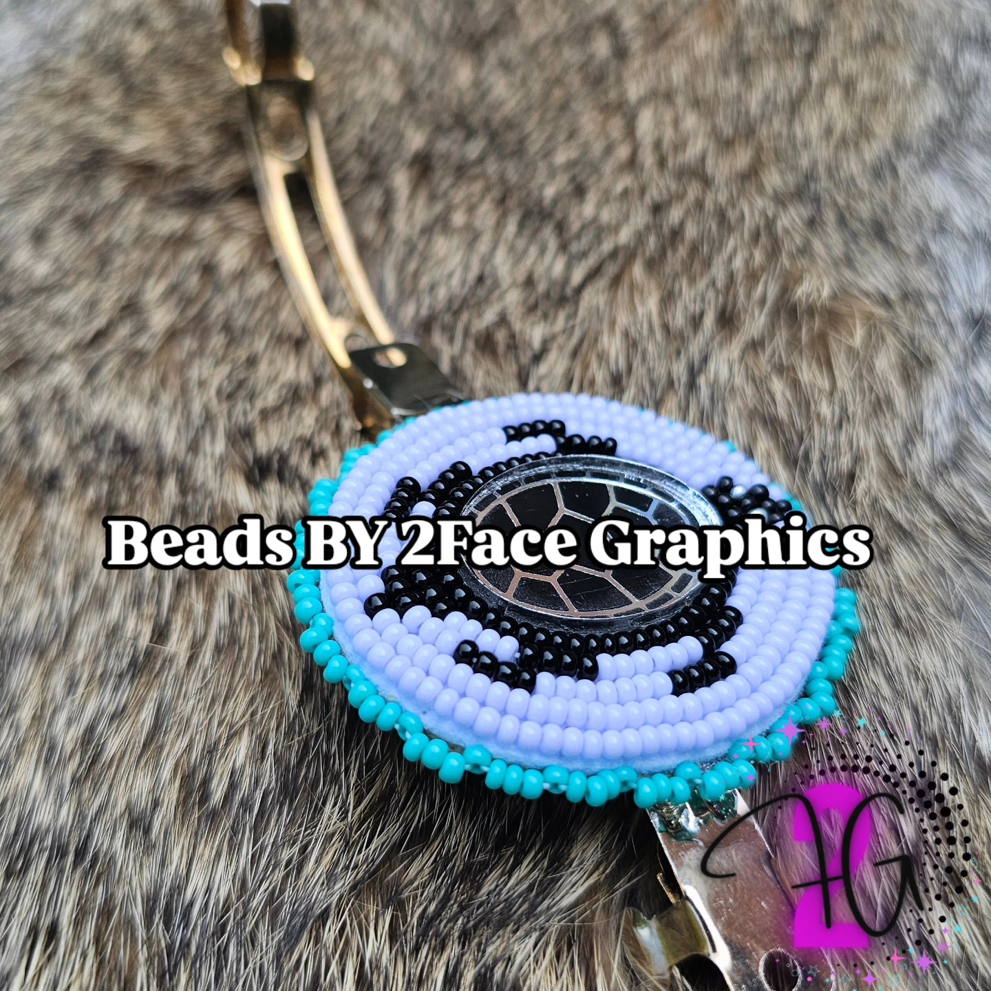 Male Turtle shell with purple/black hair clip 2Face Graphics