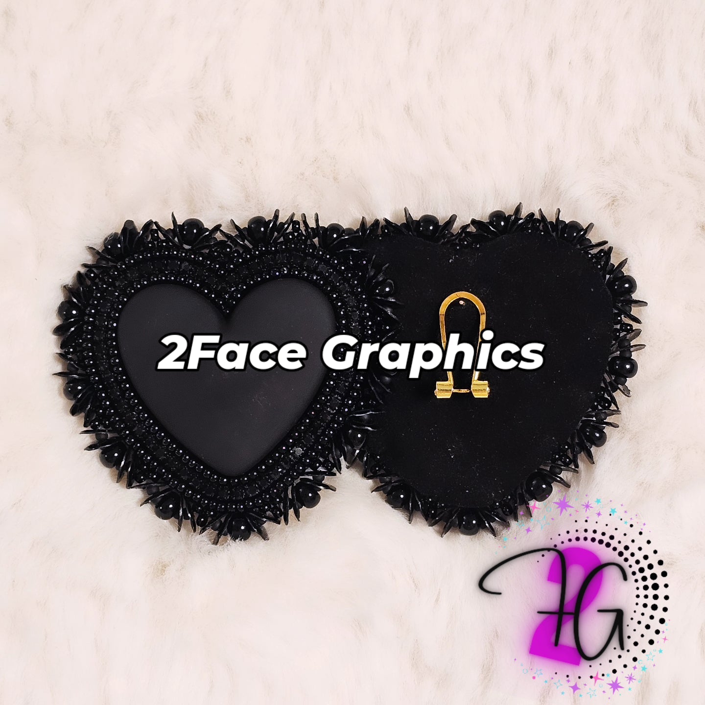 Double beaded edge black heart 2Face Graphics