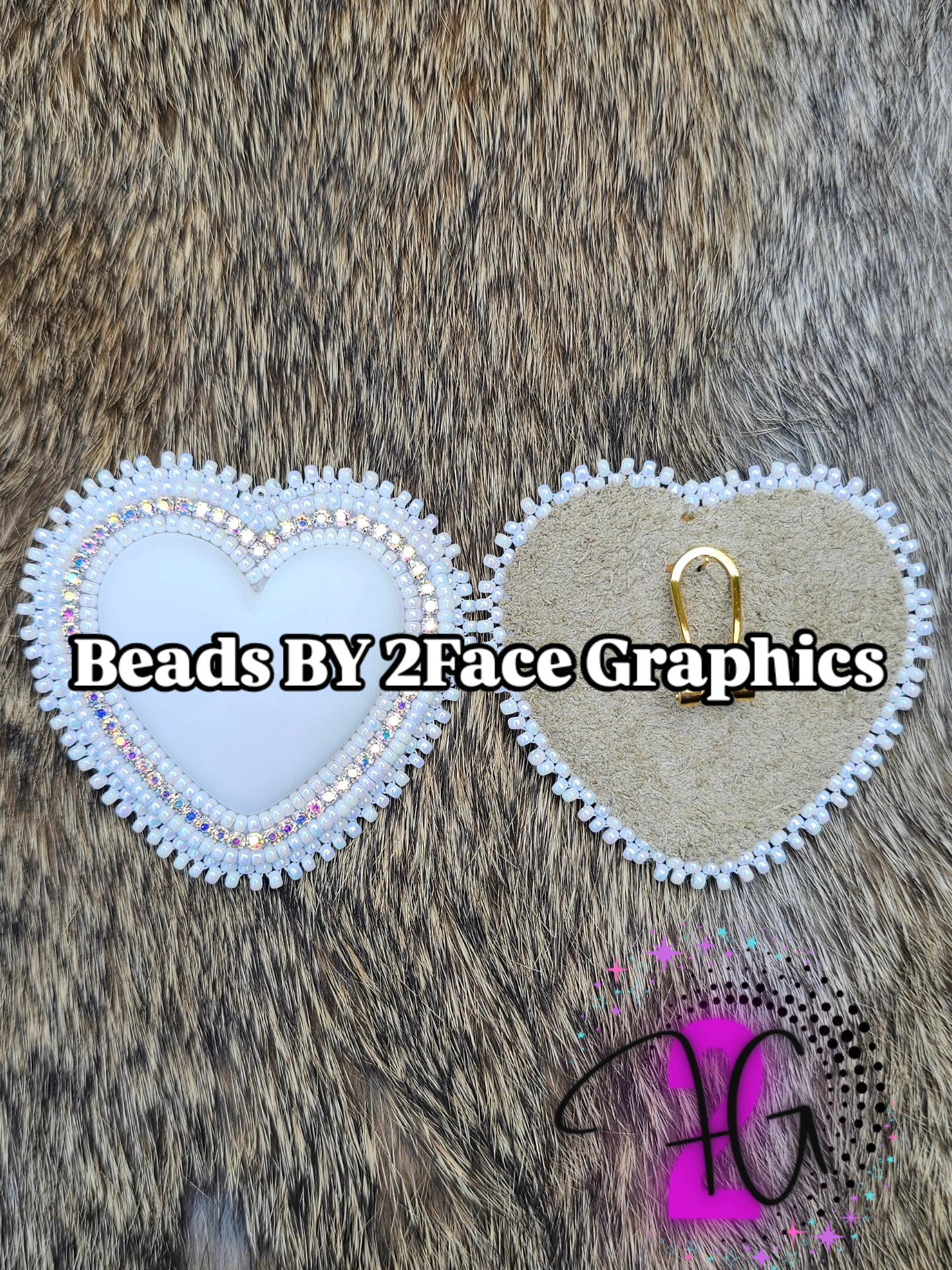White beaded heart 2Face Graphics