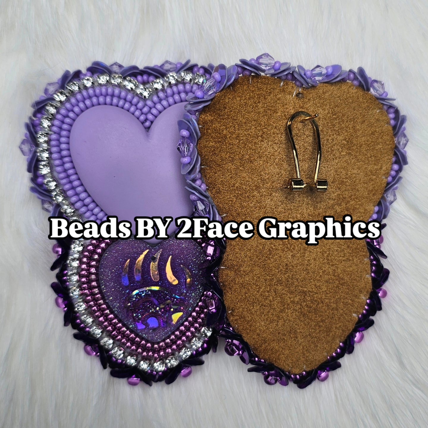 Lilac heart with purple sparkling bear claw