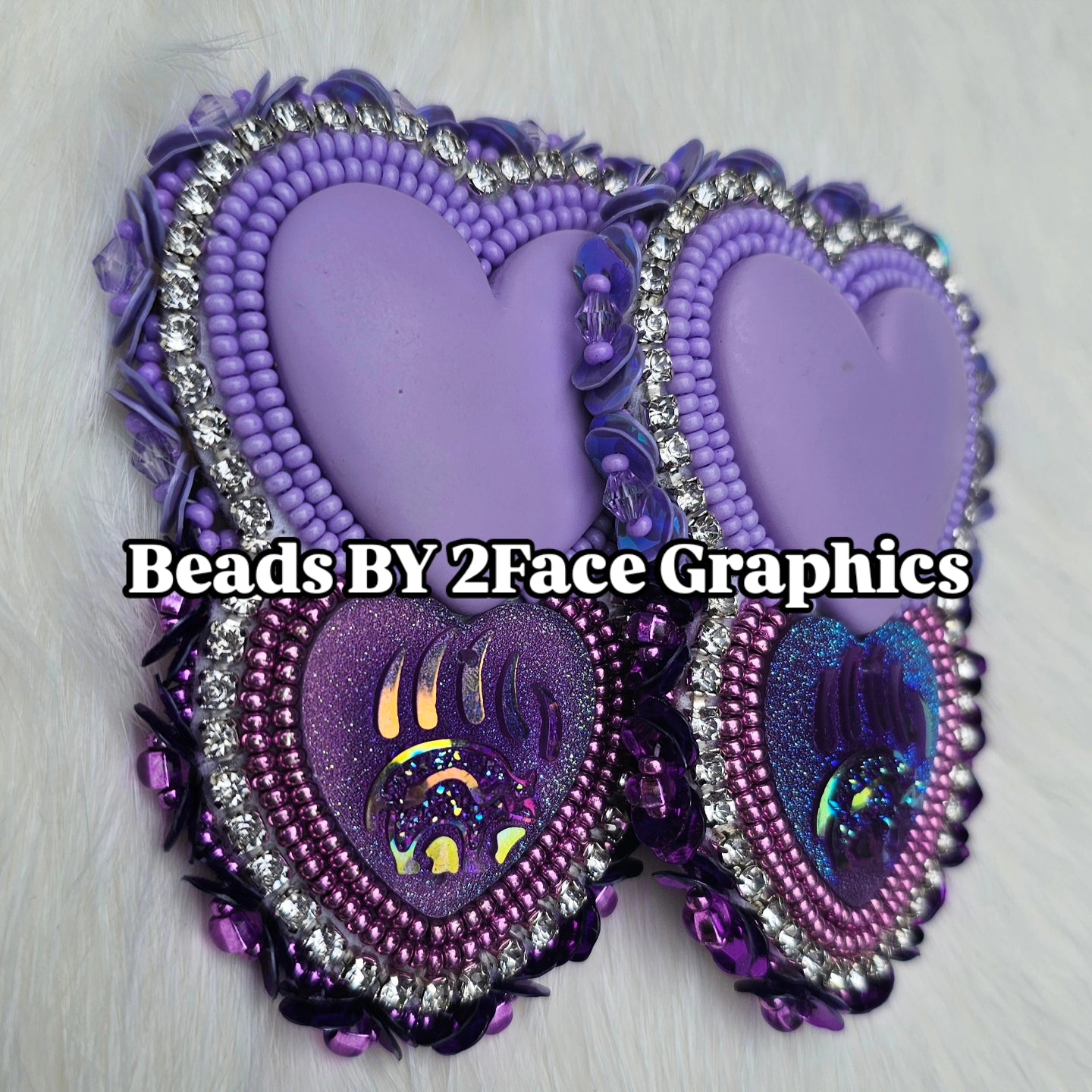 Lilac heart with purple sparkling bear claw