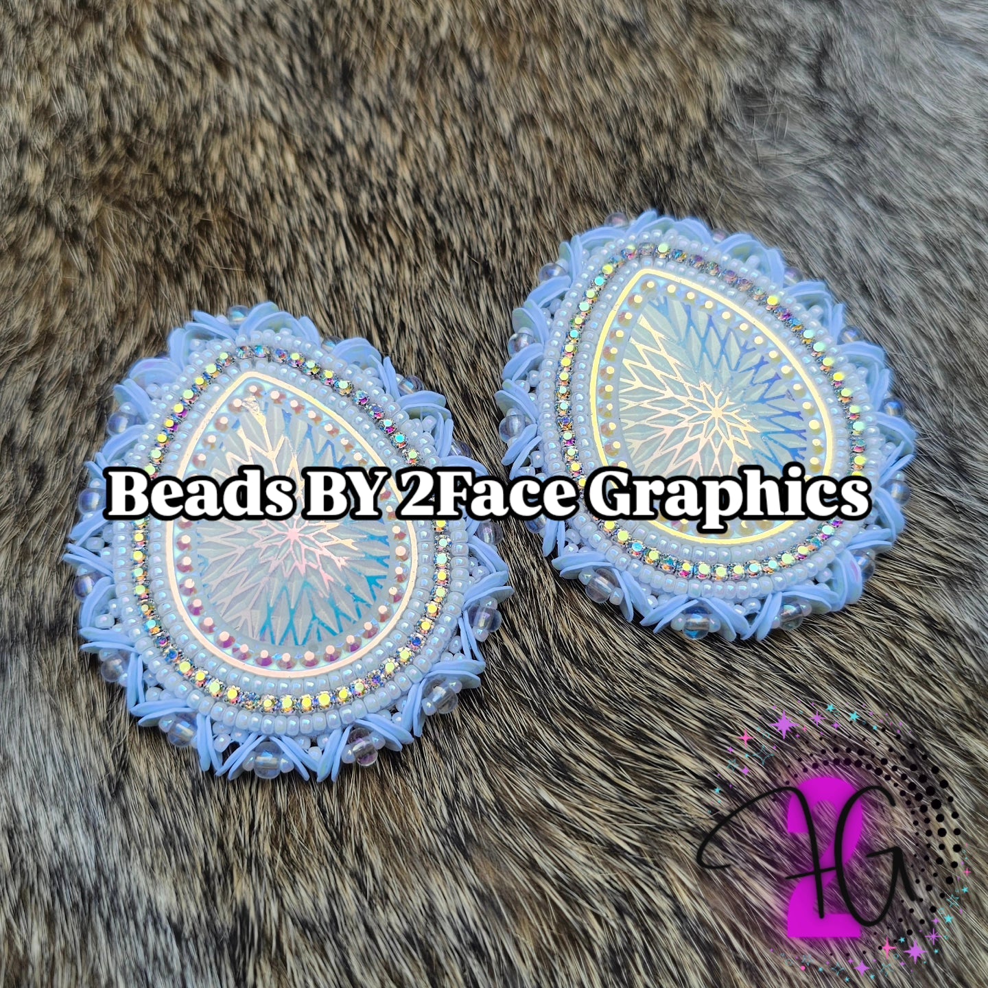 Beaded white tear drop 2Face Graphics