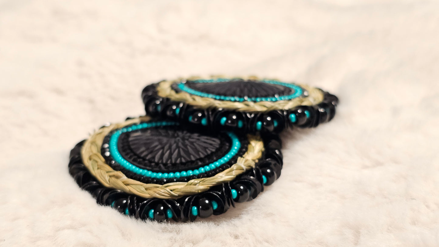 Sweetgrass beaded teardrop