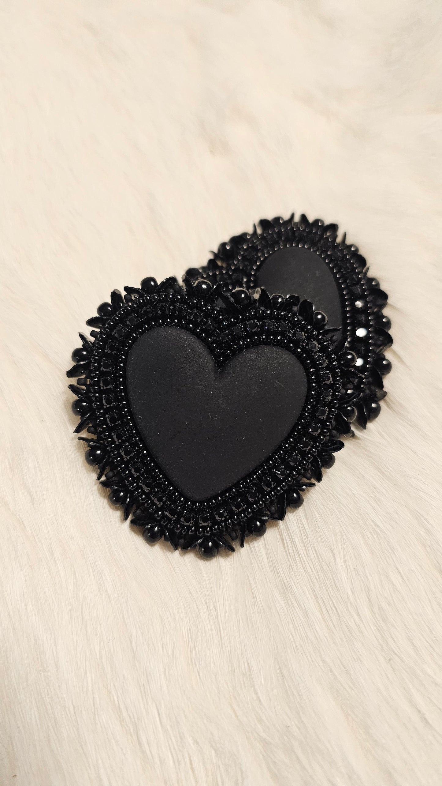 Black beaded heart