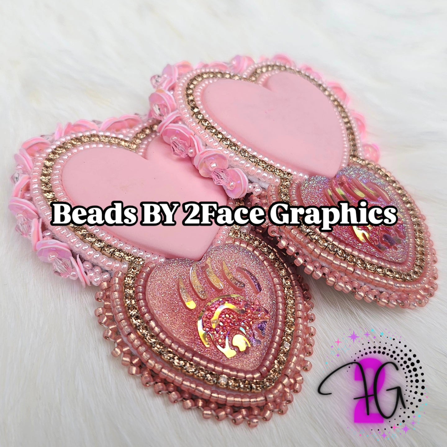 Baby pink,pink sequin edging and dark pink sparkling bear claw