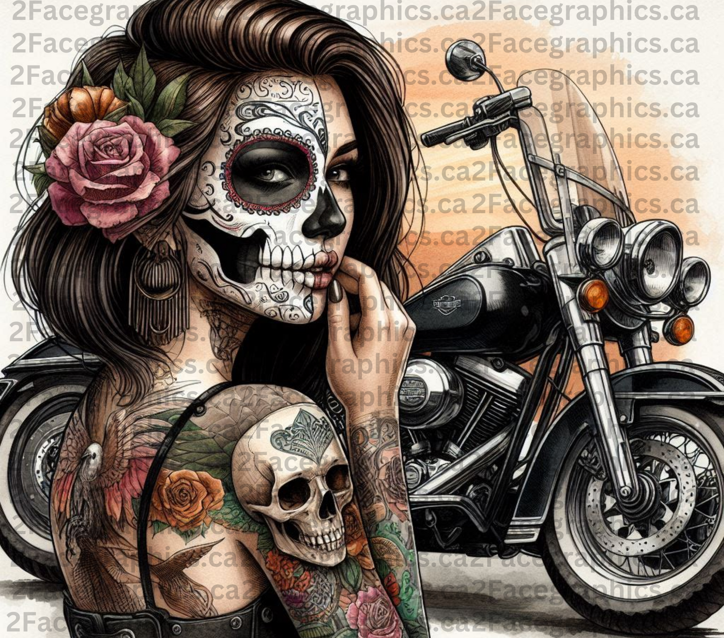 Sugar Skull Girl 2Face Graphics