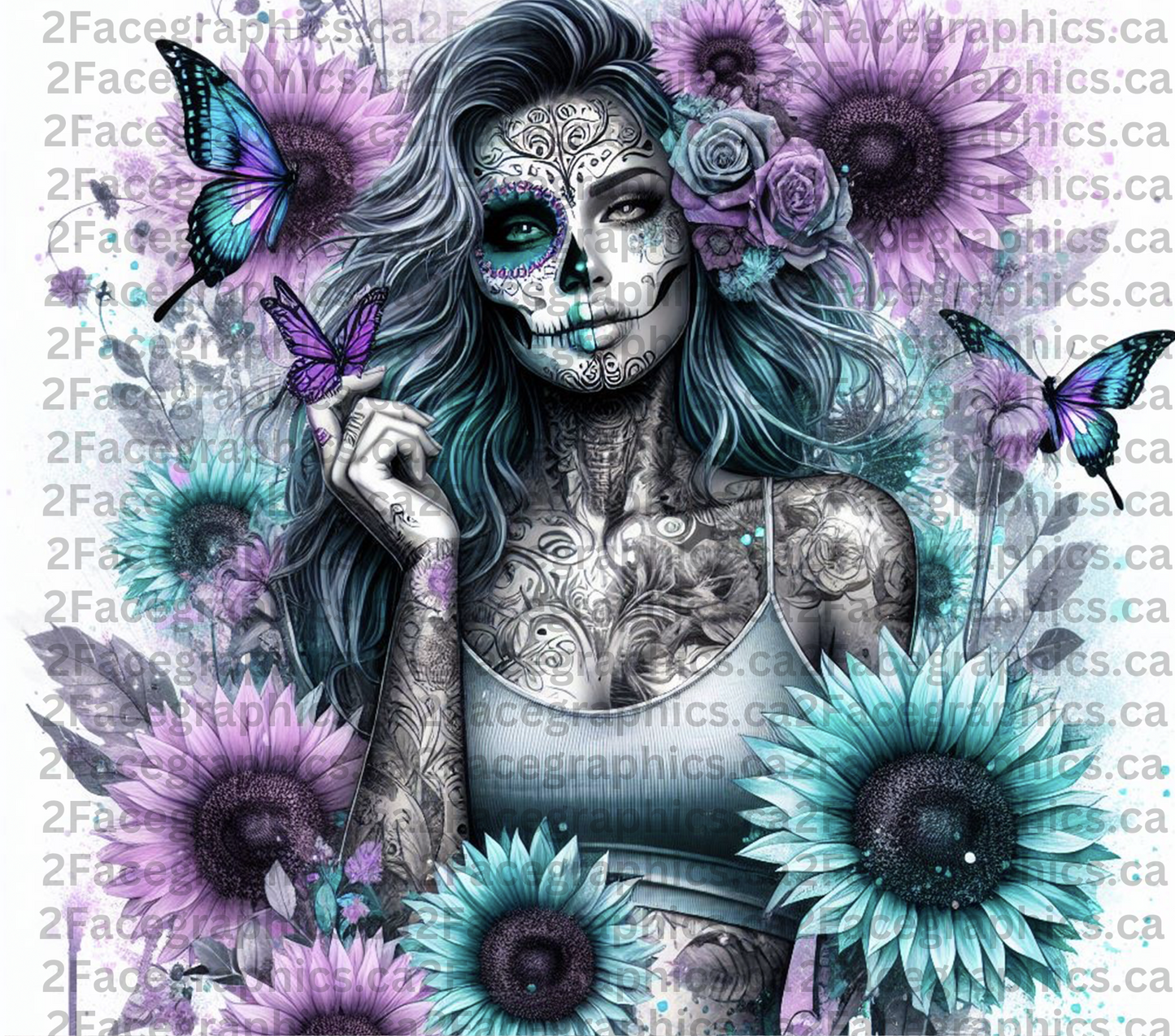 Sugar Skull Butterfly WRAP 2Face Graphics