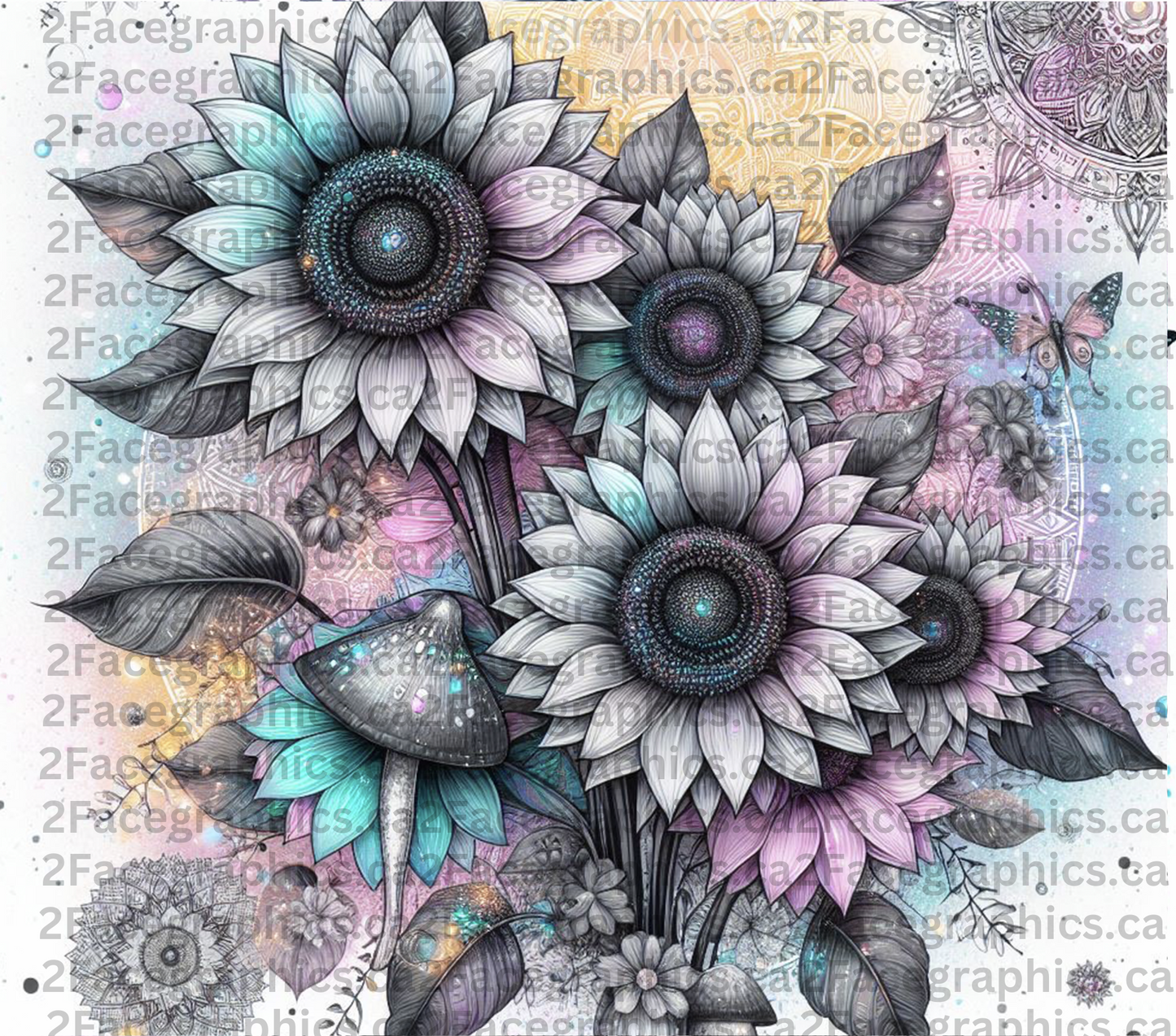 Sunflower Mushroom WRAP 2Face Graphics