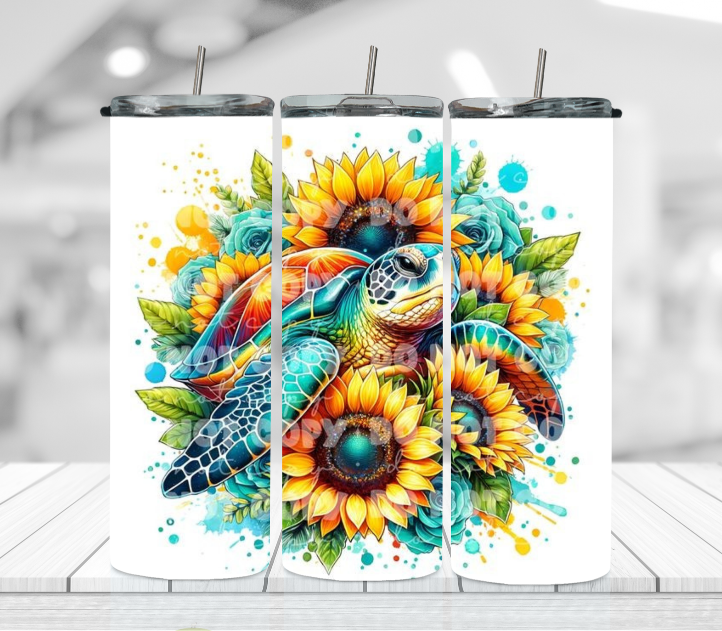 Turtle with sunflowers