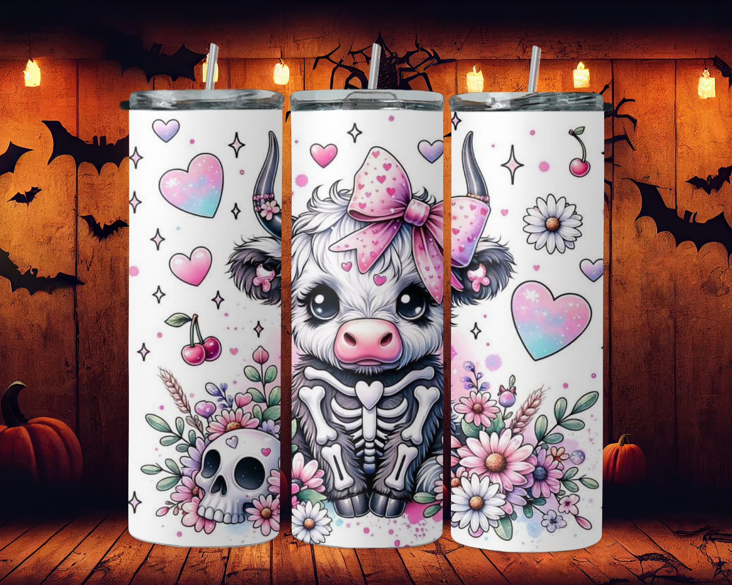 white highland cow pink