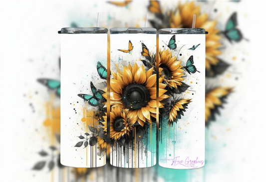 Watercolor Sunflower Butterfly