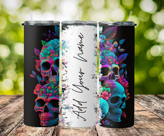 seamless split name- skull with neon colors