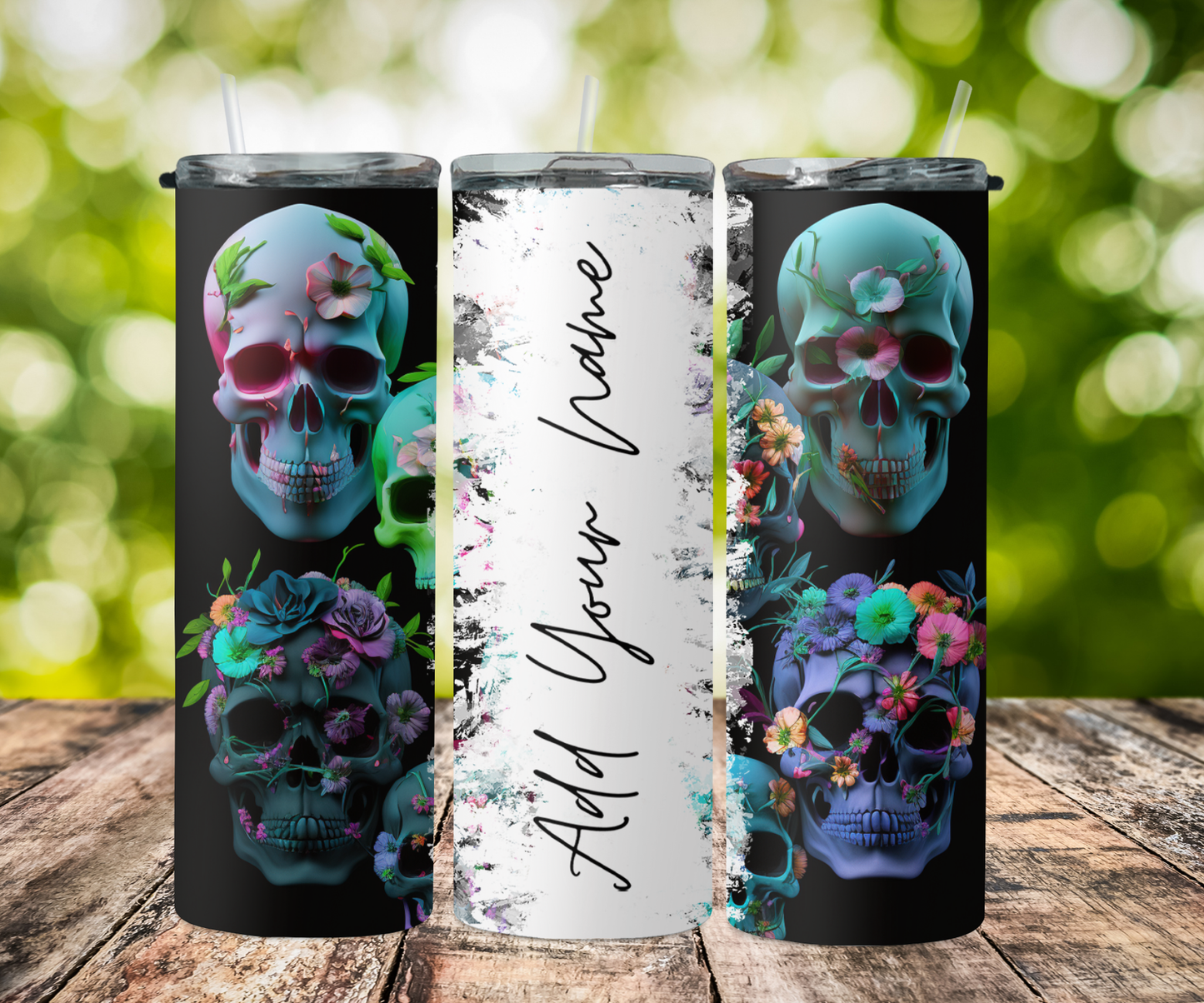 seamless split name- skull with neon light colors