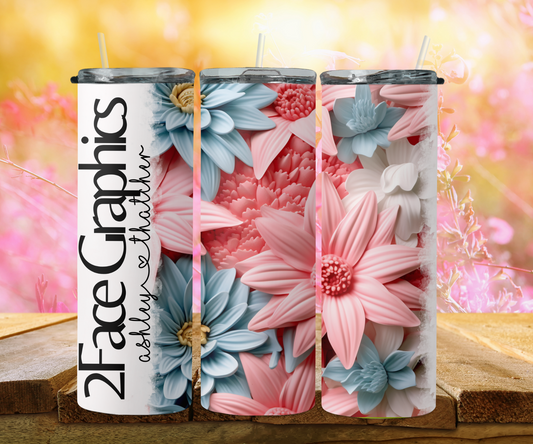 3D colorful daisy pink and white