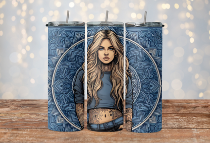 Blue Mandala with blonde hair girl