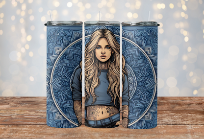 Blue Mandala with blonde hair girl