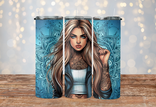 blue mandala dirty blonde long hair girl