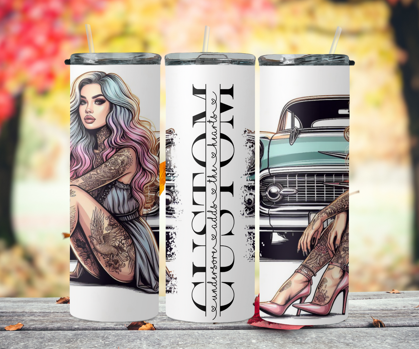 Tattoo girl with car