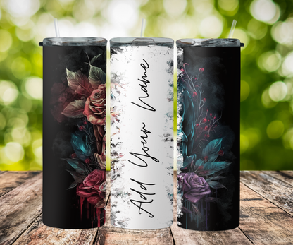 split name- roses with black background