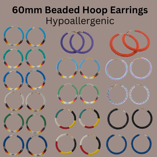 60mm Hoop beaded earrings 2Face Graphics