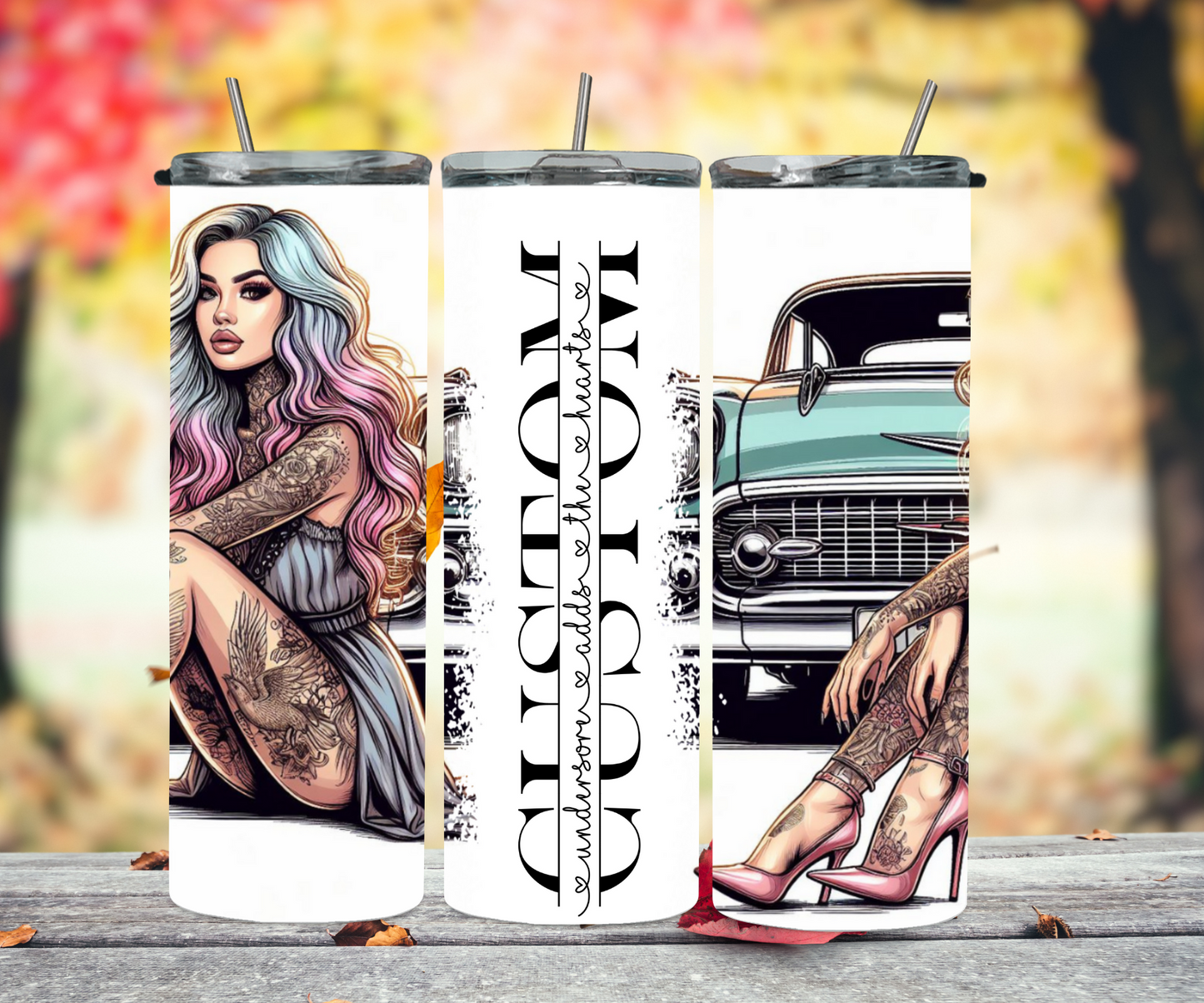 Tattoo girl with car