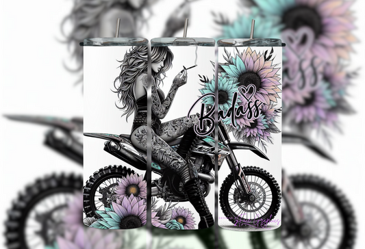 Watercolor Dirt Bike Sugar Skull Girl 2Tumbler