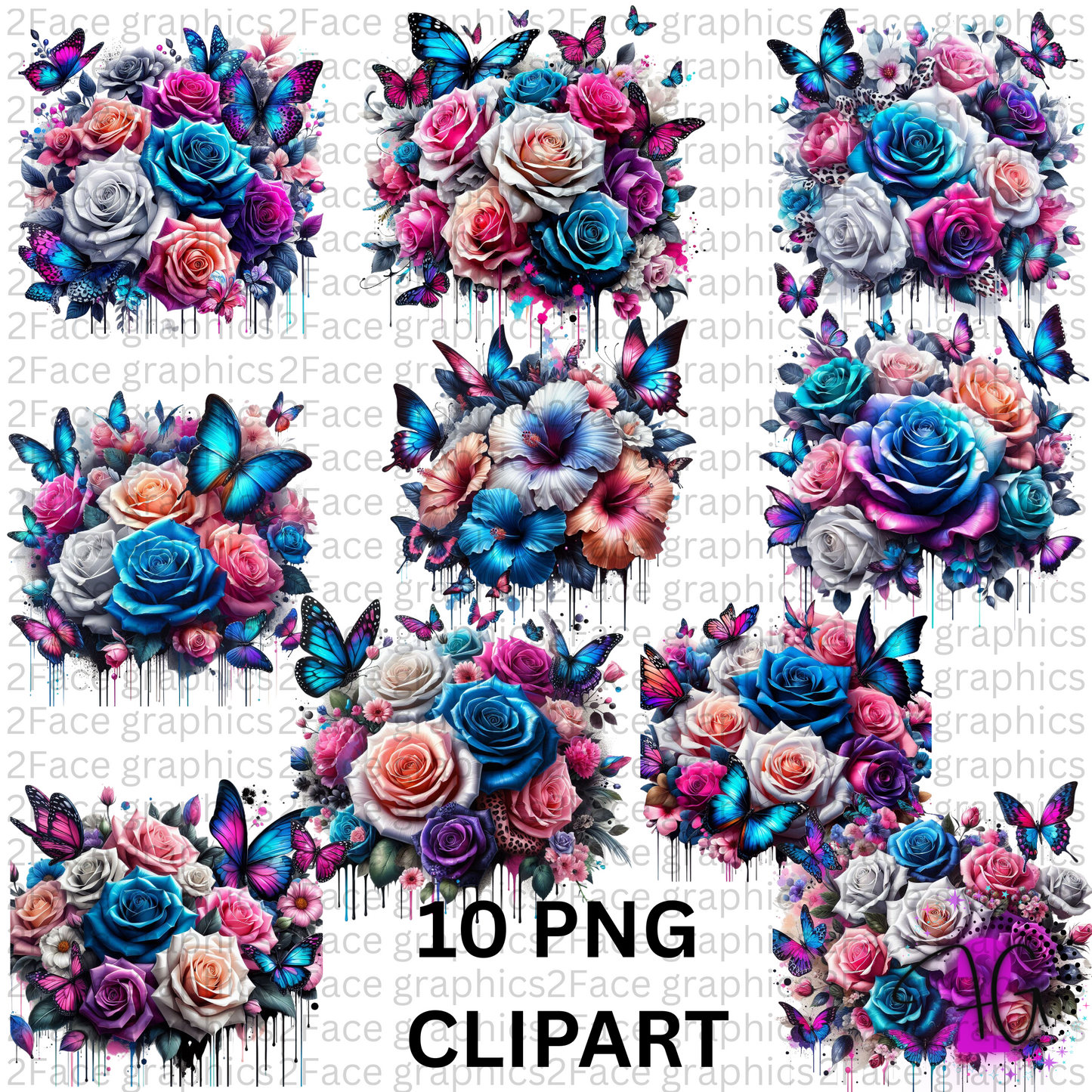 Pastel Flowers and Butterflies
